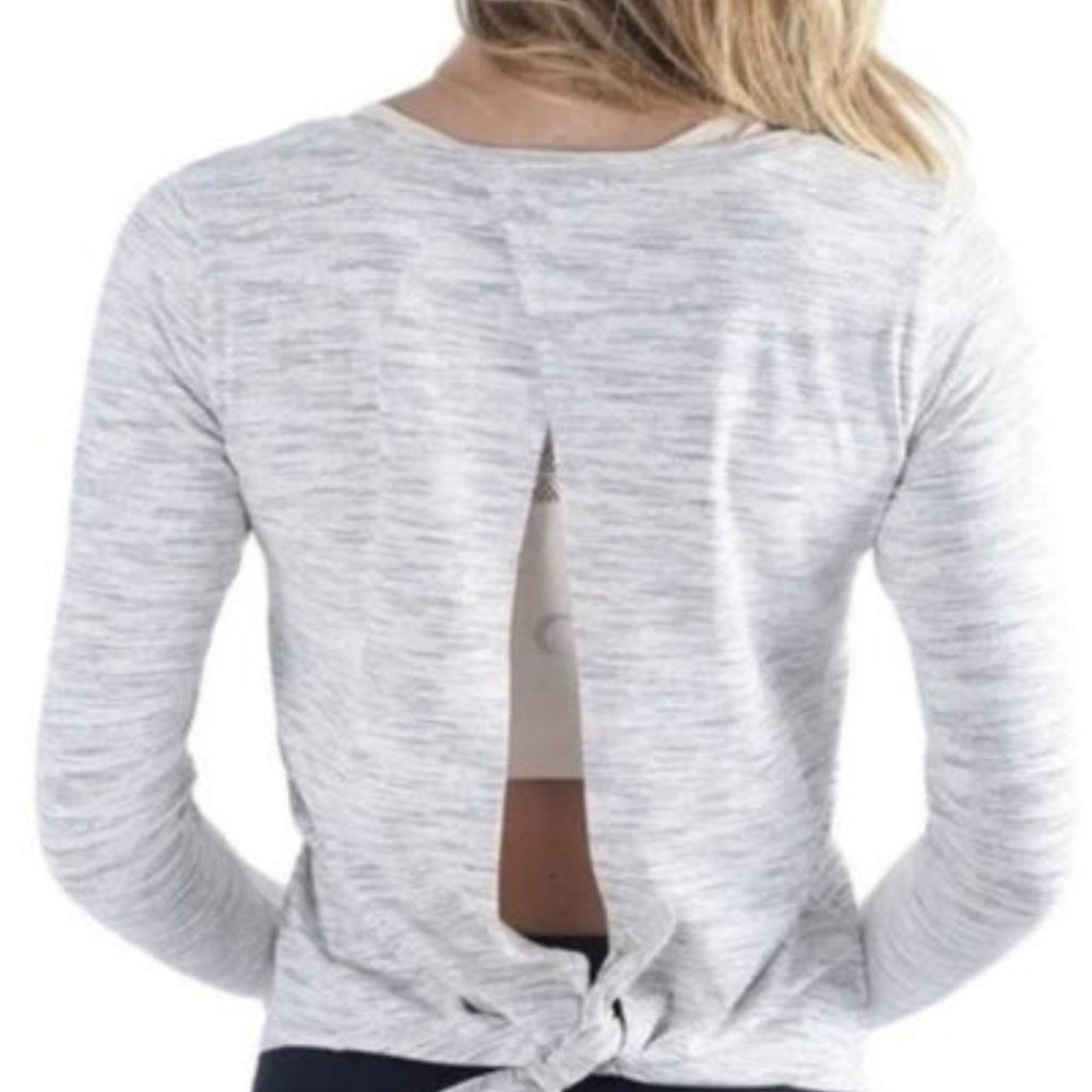 ZYIA Melange Ash Split Back Long Sleeve Top XL